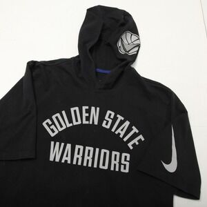 Golden State Warriors Shirt Mens XL Black NBA Basketball Hooded Cotton Nike